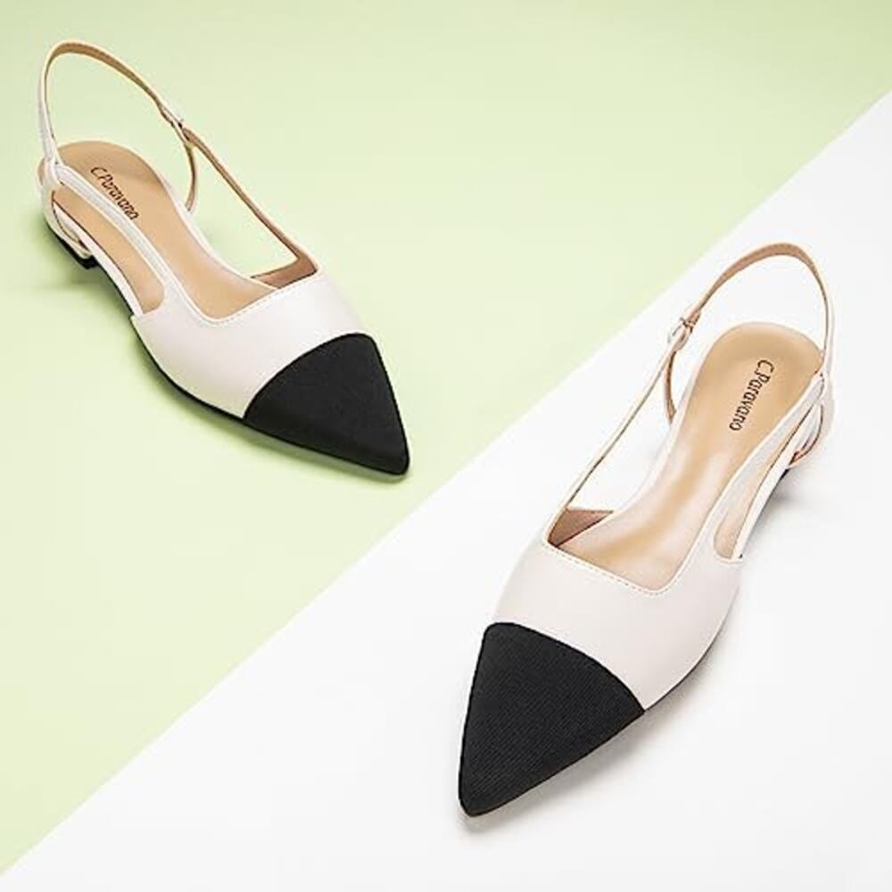 Caparros Women's Black and White Flats - Picture 2 of 7